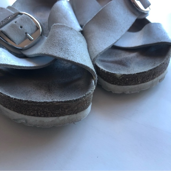 Birkenstock Big Buckle Silver Slide On Sandals 40 - Picture 2 of 12